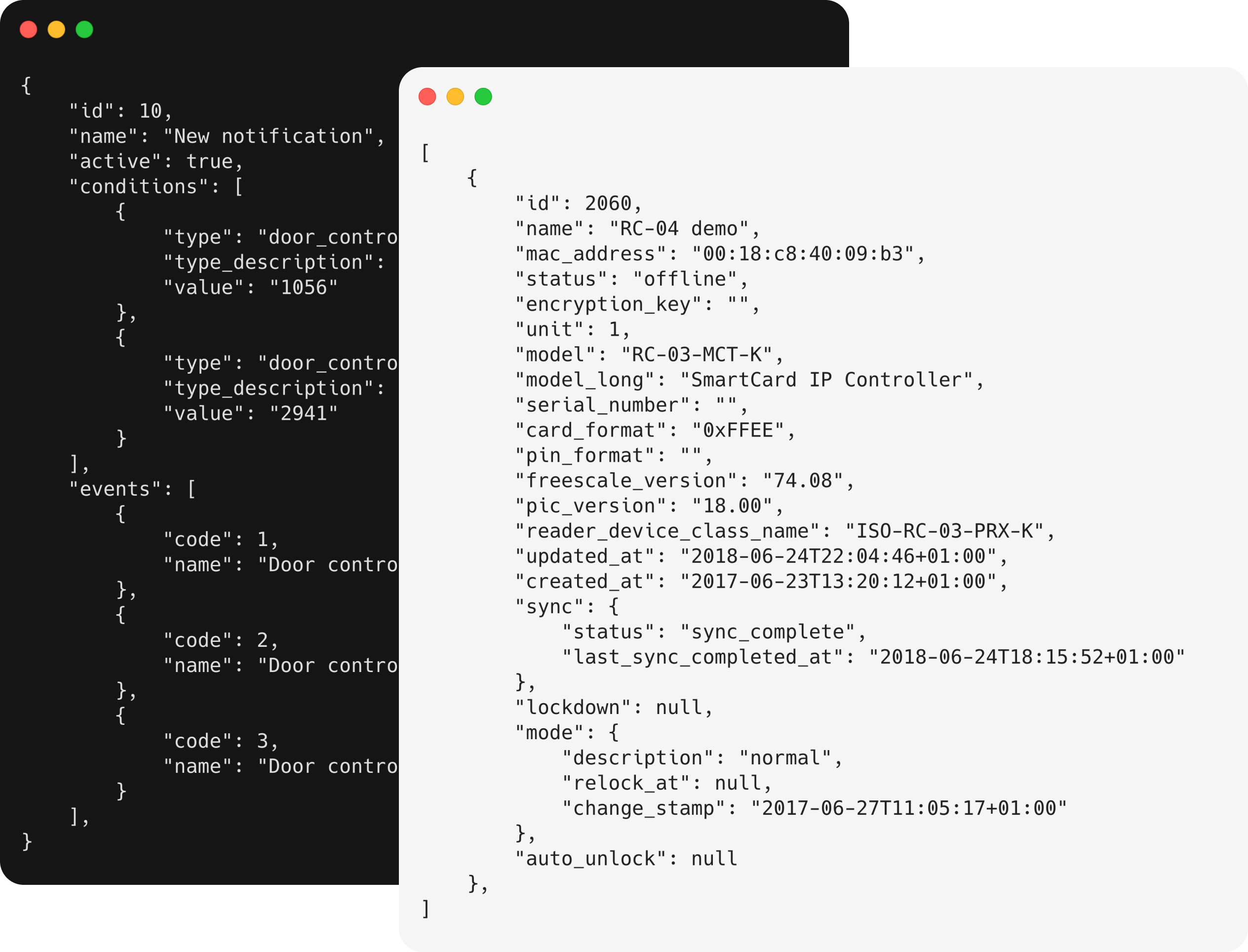 API JSON response example